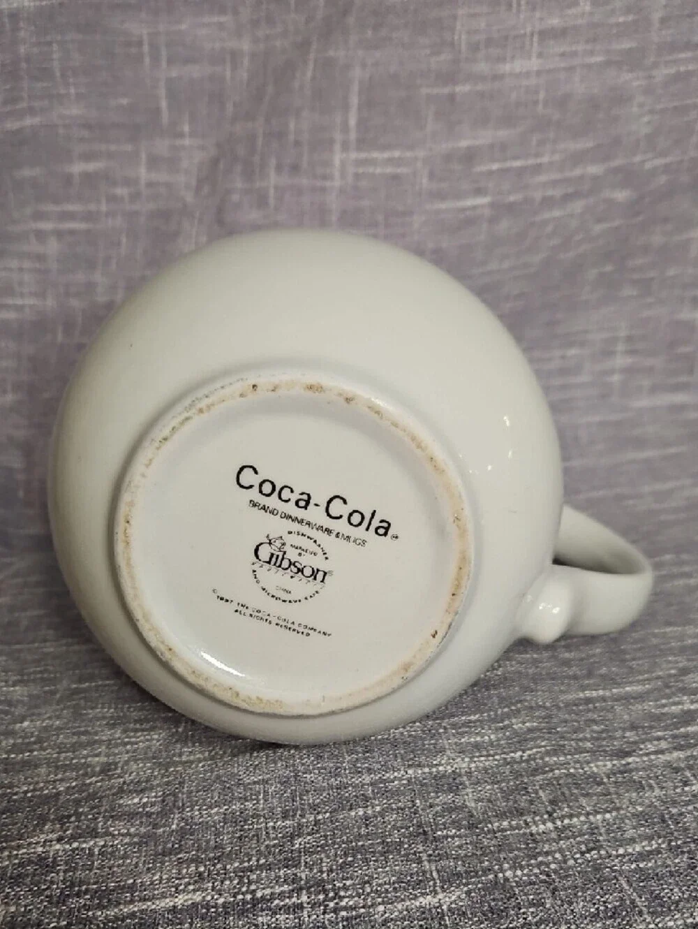 Coca-Cola White Ceramic Pitcher with Red Logo and Black Checkerboard